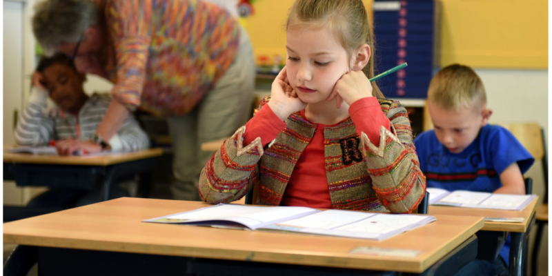 children at school desks